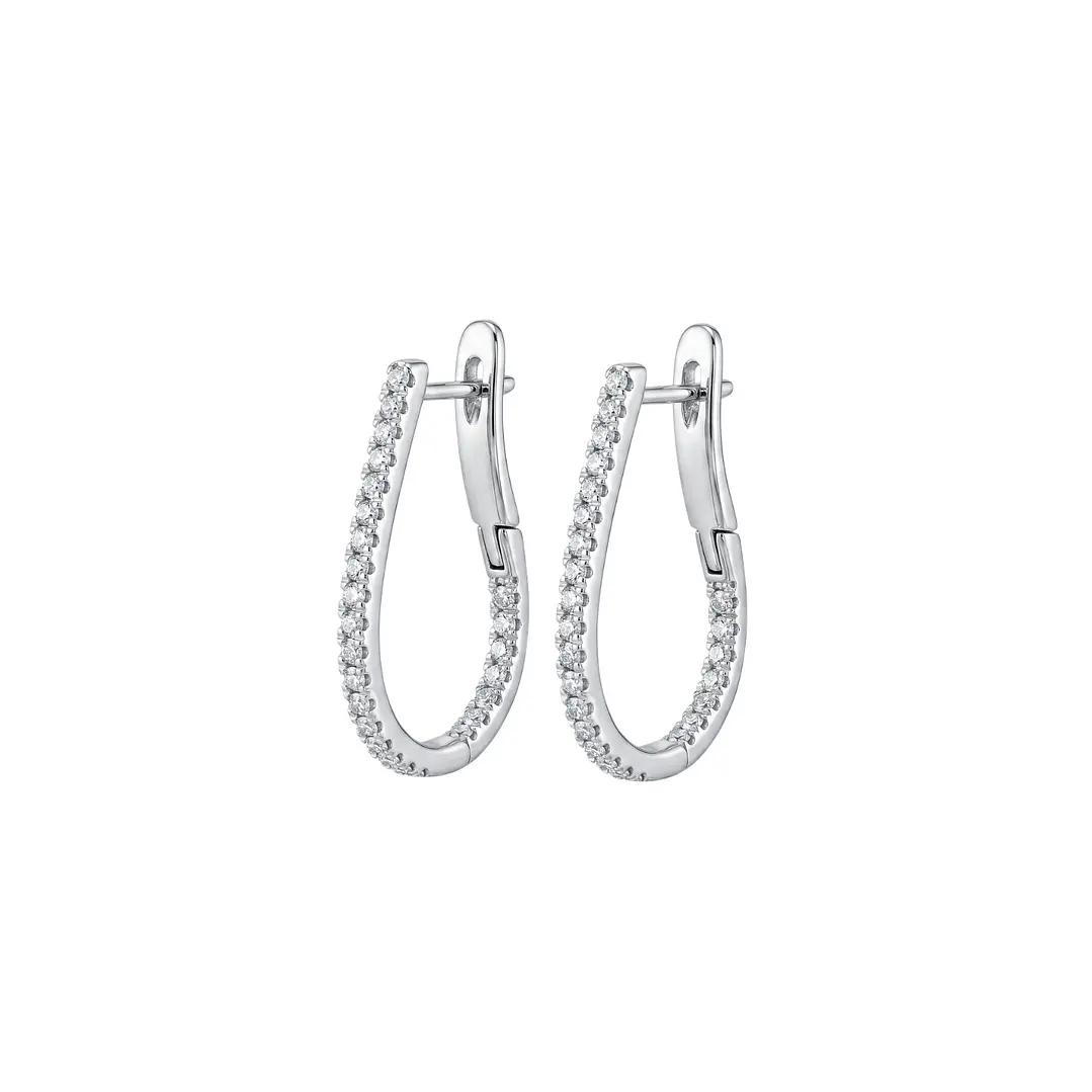 Aros Oro Blanco 18kt Diamantes Argollas 65 Pts 1