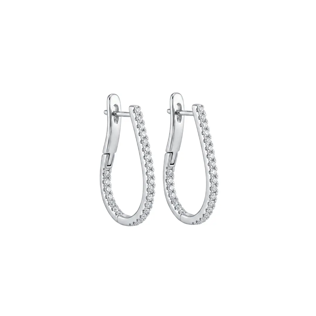 Aros Oro Blanco 18kt Diamantes Argollas 65 Pts 2