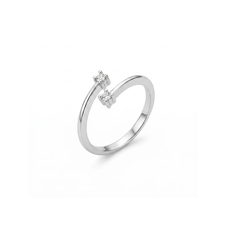 Anillo Oro Blanco 18kt Diamantes 10 Pts Cruzado 1