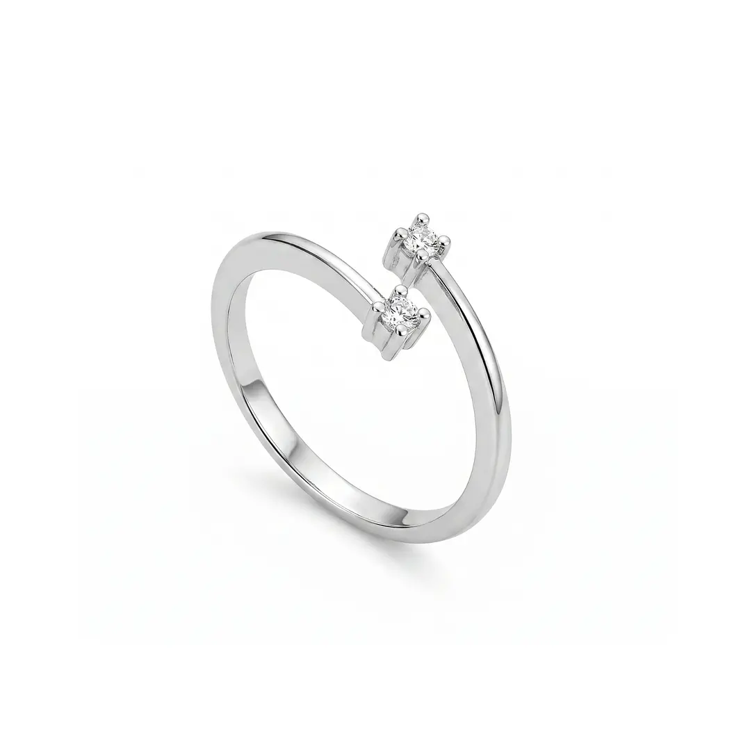 Anillo Oro Blanco 18kt Diamantes 10 Pts Cruzado 2