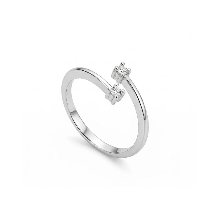 Anillo Oro Blanco 18kt Diamantes 10 Pts Cruzado 2