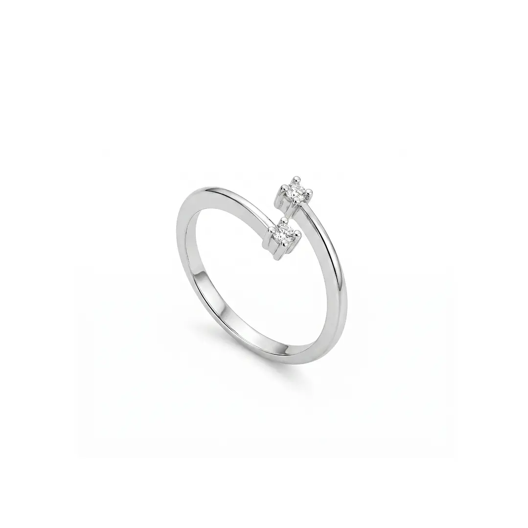 Anillo Oro Blanco 18kt Diamantes 10 Pts Cruzado 3