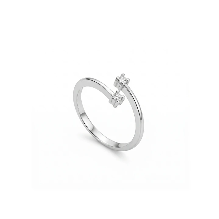 Anillo Oro Blanco 18kt Diamantes 10 Pts Cruzado 3