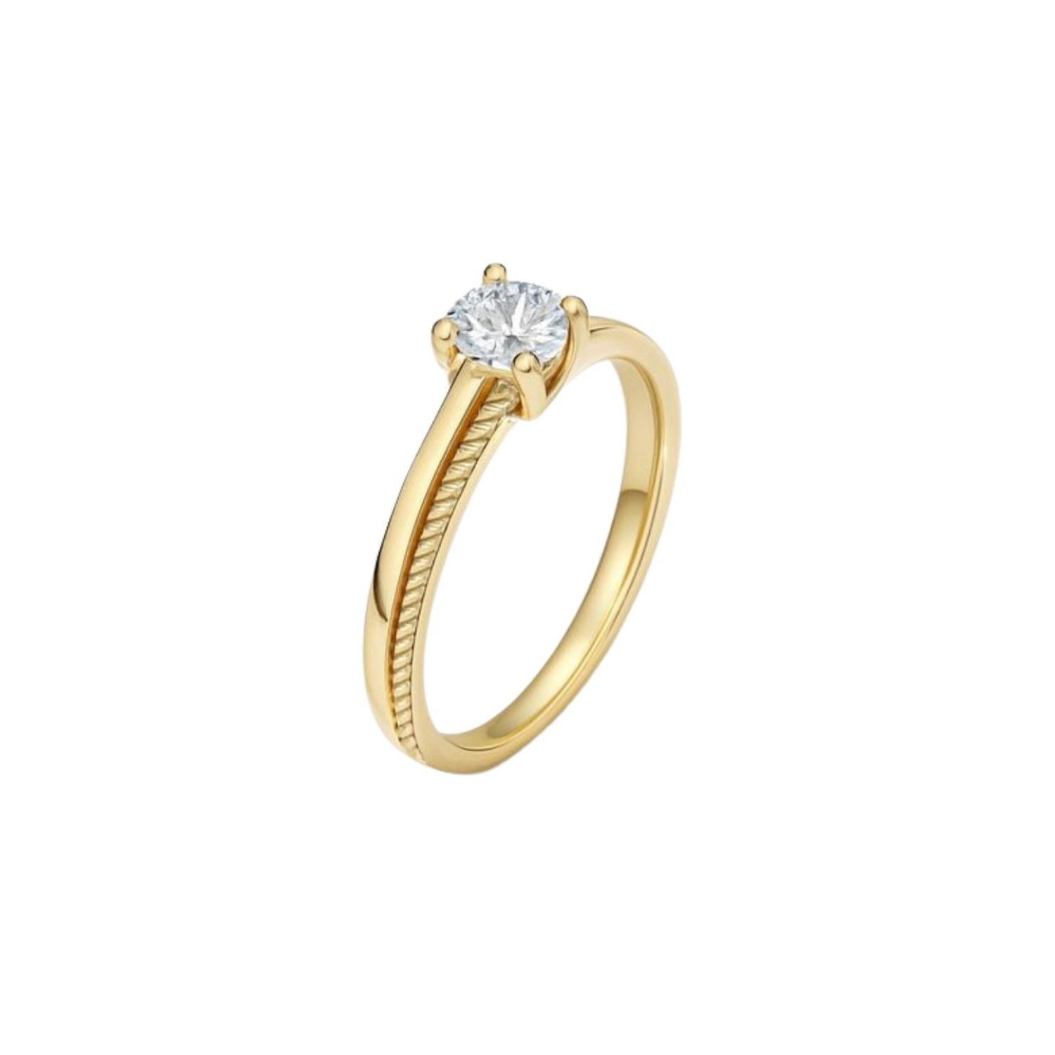 Anillo Oro Amarillo 14kt Biselado Circonita Central 5MM 1