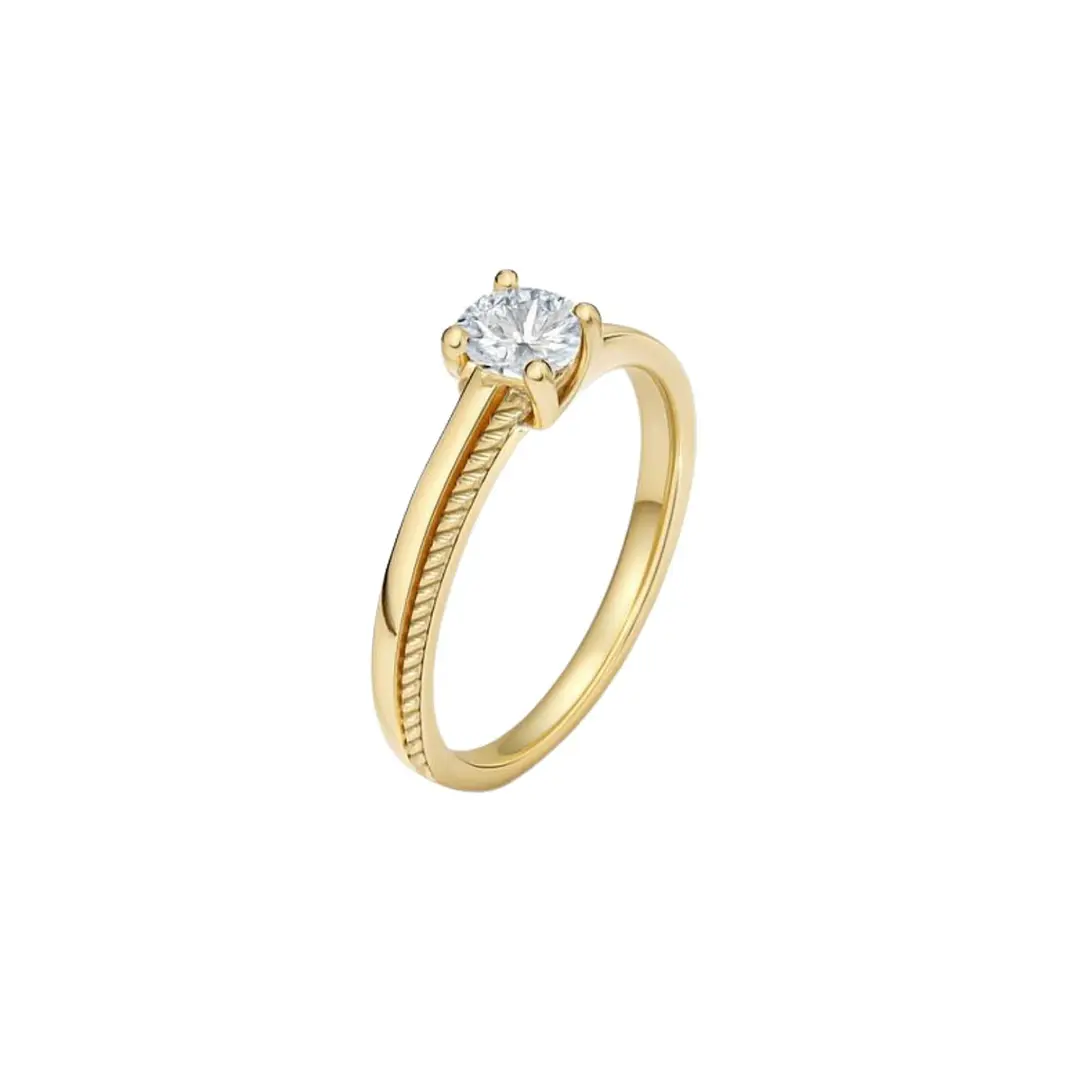 Anillo Oro Amarillo 14kt Biselado Circonita Central 5MM 1