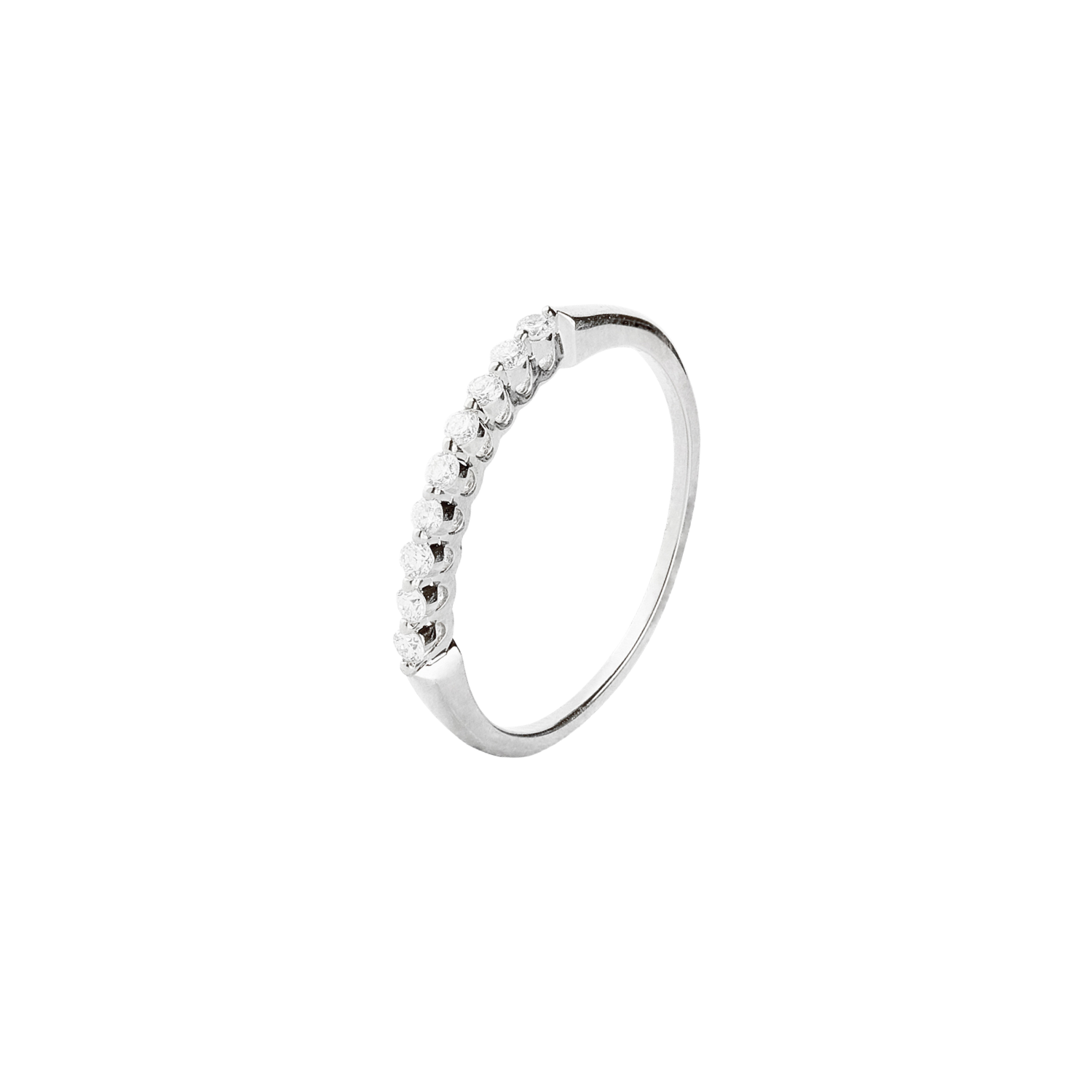 Anillo Oro Blanco 18kt Medio Cintillo con Diamantes de 15Pts 1