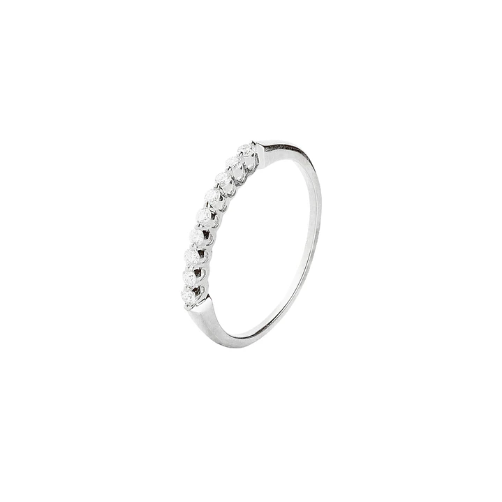 Anillo Oro Blanco 18kt Medio Cintillo con Diamantes de 15Pts 1