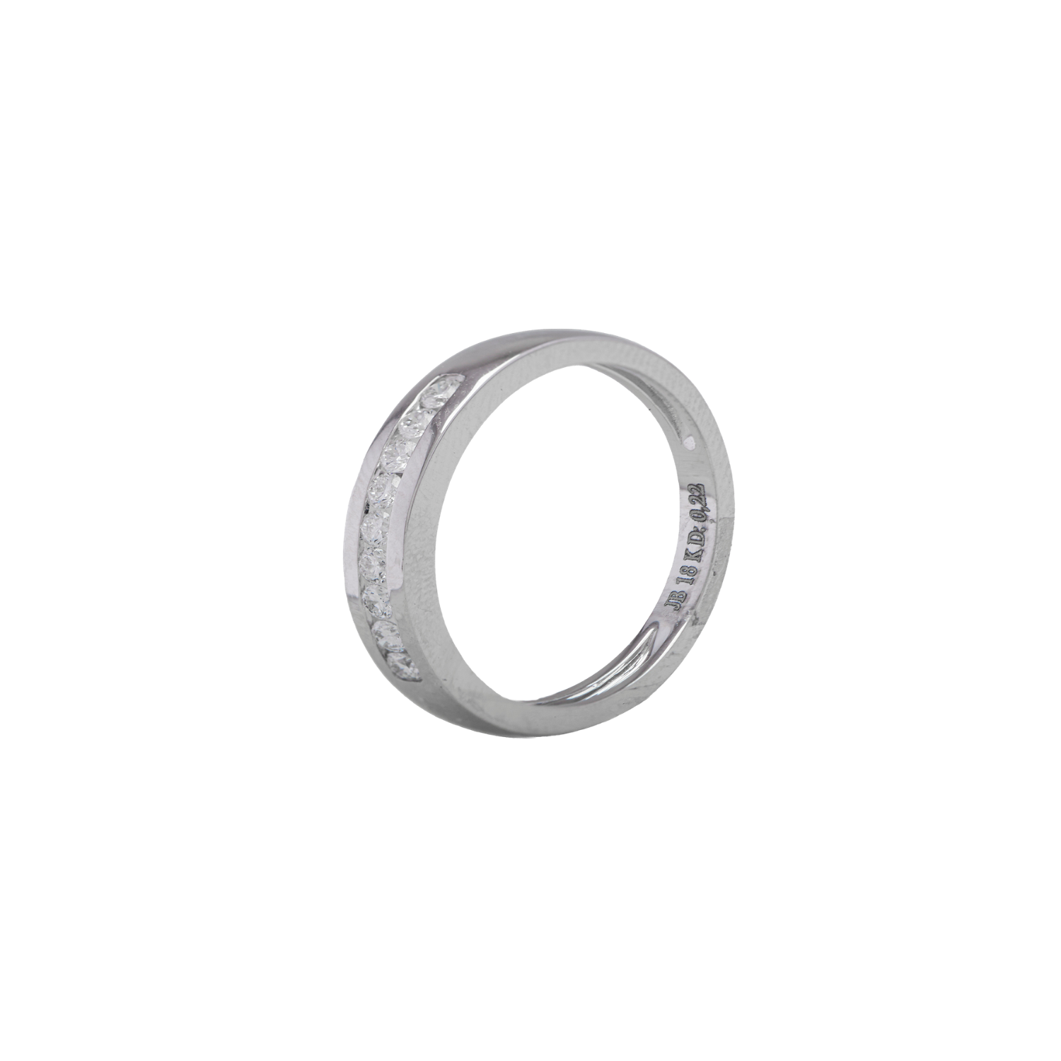 Anillo de Oro Blanco 18kt con Diamantes de 22 Pts Riel Corte Brillante SI/H 1