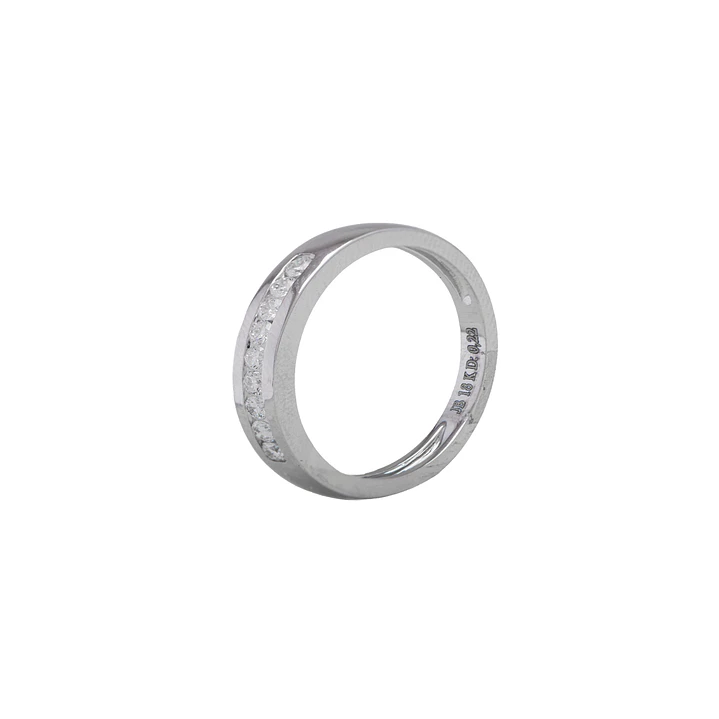 Anillo de Oro Blanco 18kt con Diamantes de 22 Pts Riel Corte Brillante SI/H 1
