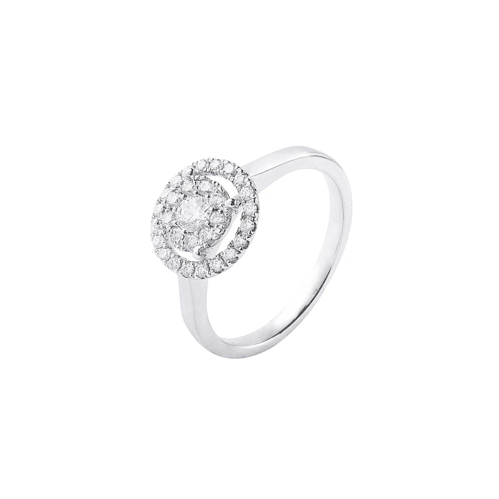 Anillo Oro Blanco 18kt Roseta Diamantes 40Pts 1