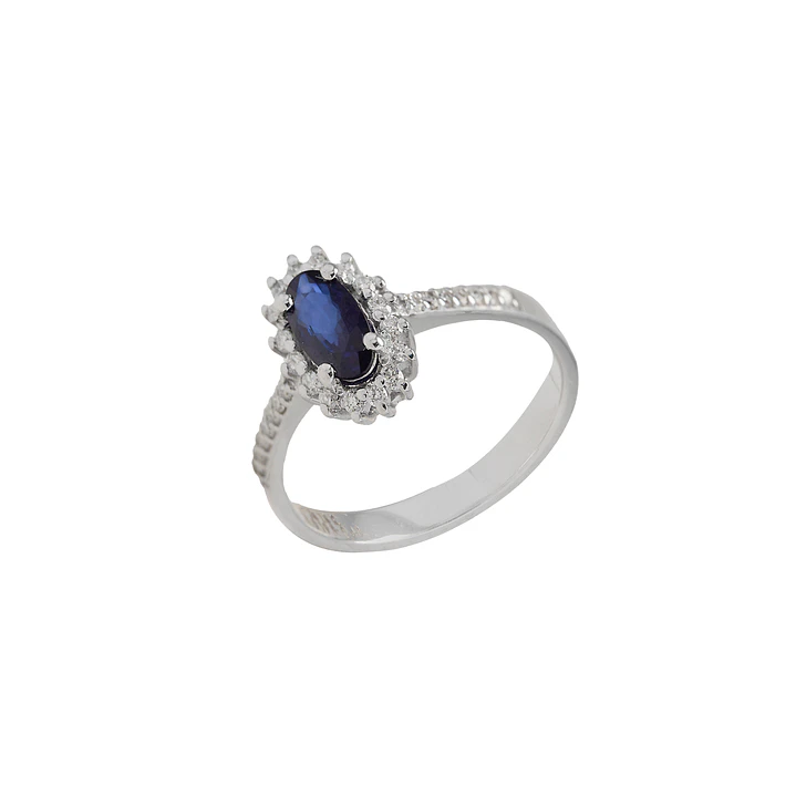 Anillo Compromiso Oro Blanco 18kt Diamantes 19 Pts y 48Pts Zafiro 1