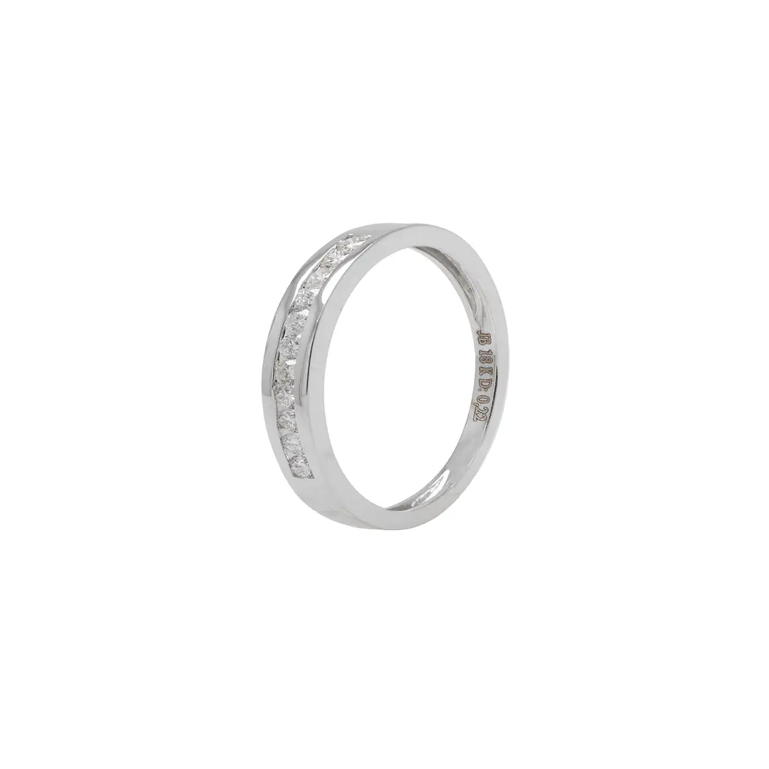 Anillo de Oro Blanco 18kt con Diamantes de 22 Pts Corte Brillante SI/H 1