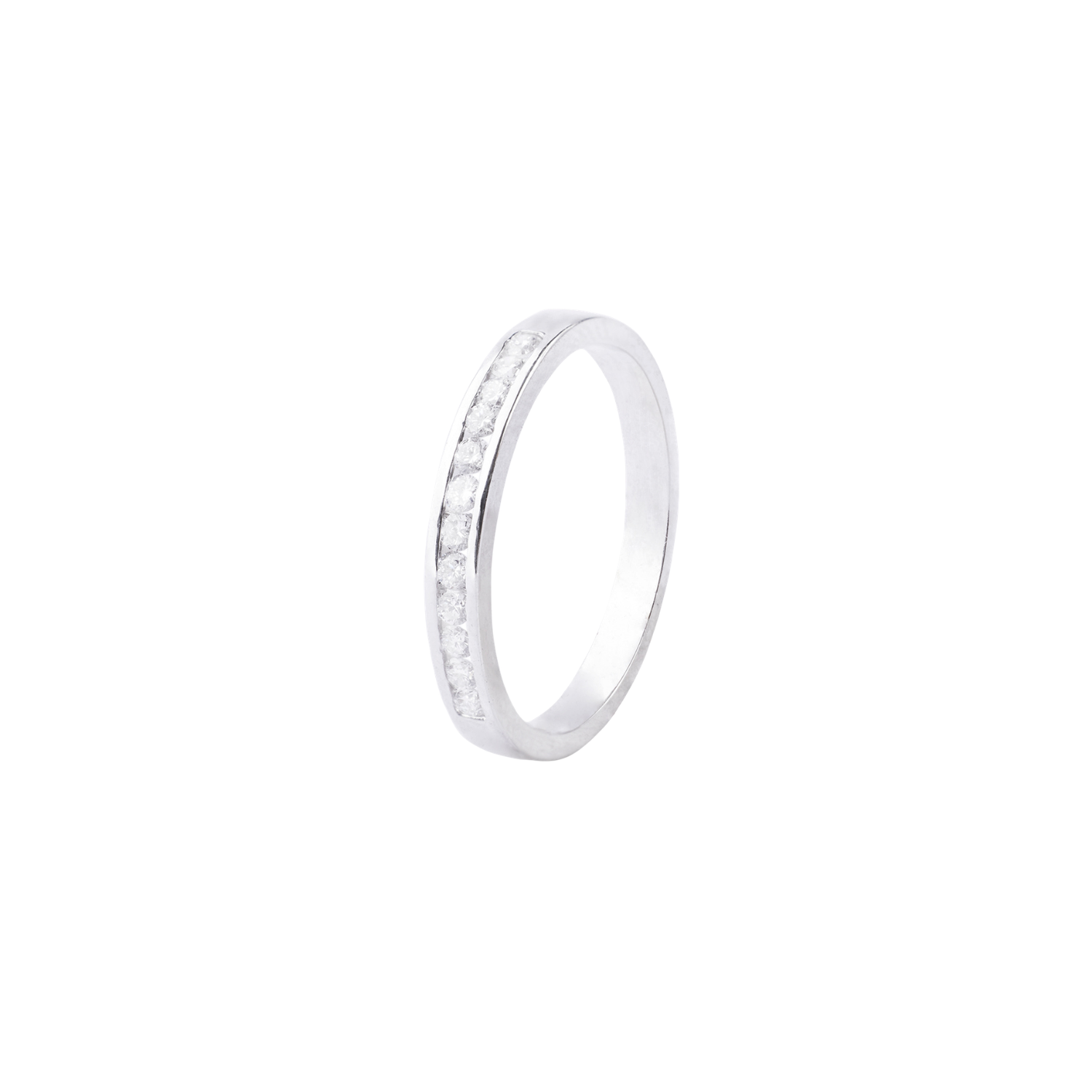 Anillo de Oro 18kt con Diamantes de Riel 26 Pts Corte Brillante SI/H 13 1