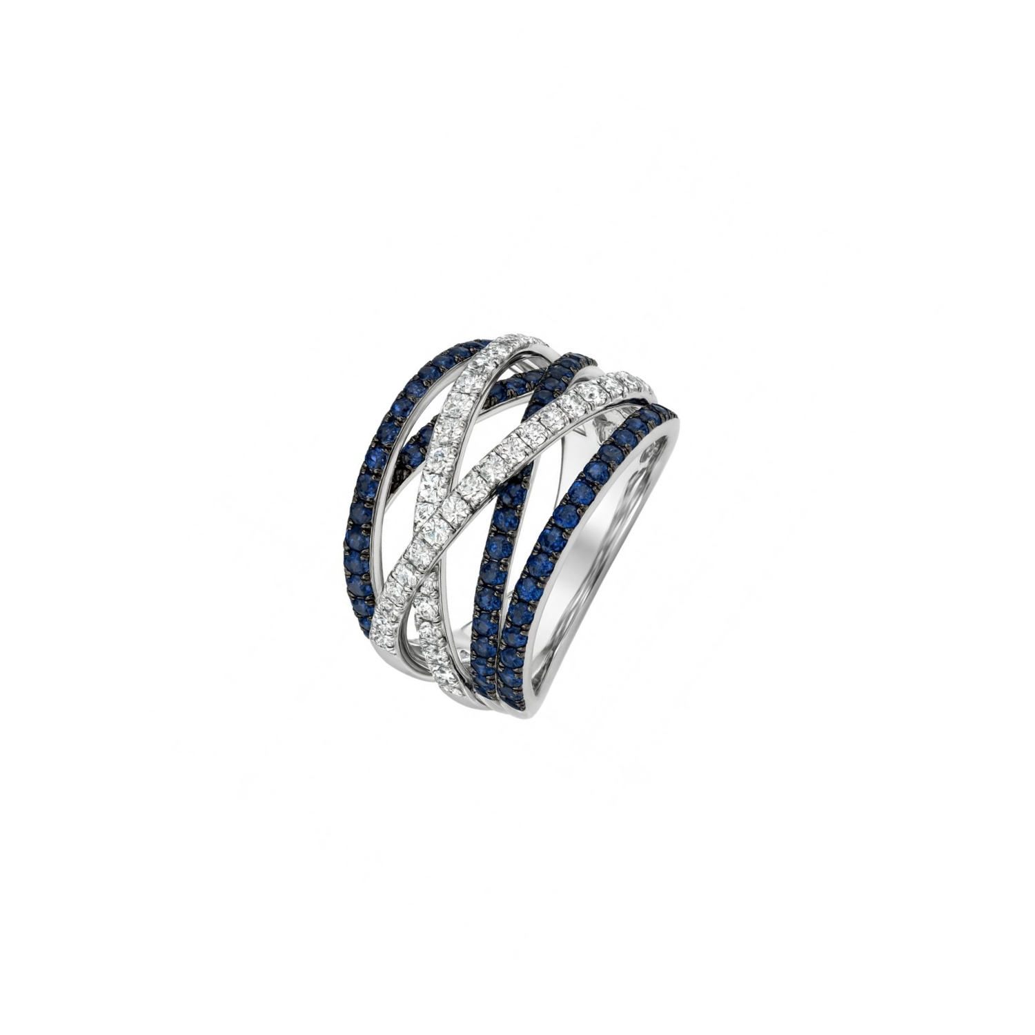 Anillo de Oro Blanco 18kt con Diamantes de 47 Puntos Totales Corte Brillante SI/H 94pts Zafiro - By Danielle Costantini 1