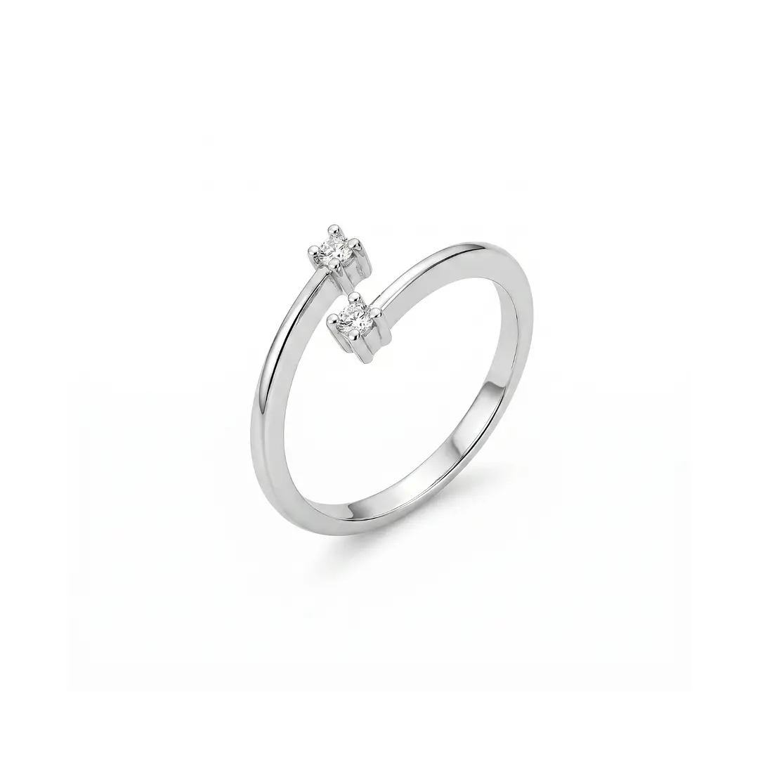 Anillo Oro Blanco 18kt Diamantes 10 Pts Cruzado 1