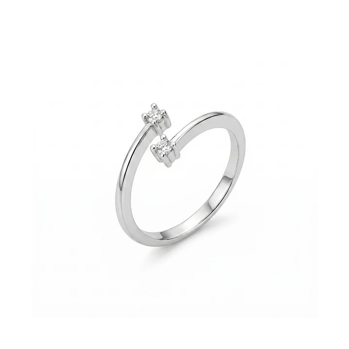 Anillo Oro Blanco 18kt Diamantes 10 Pts Cruzado 1