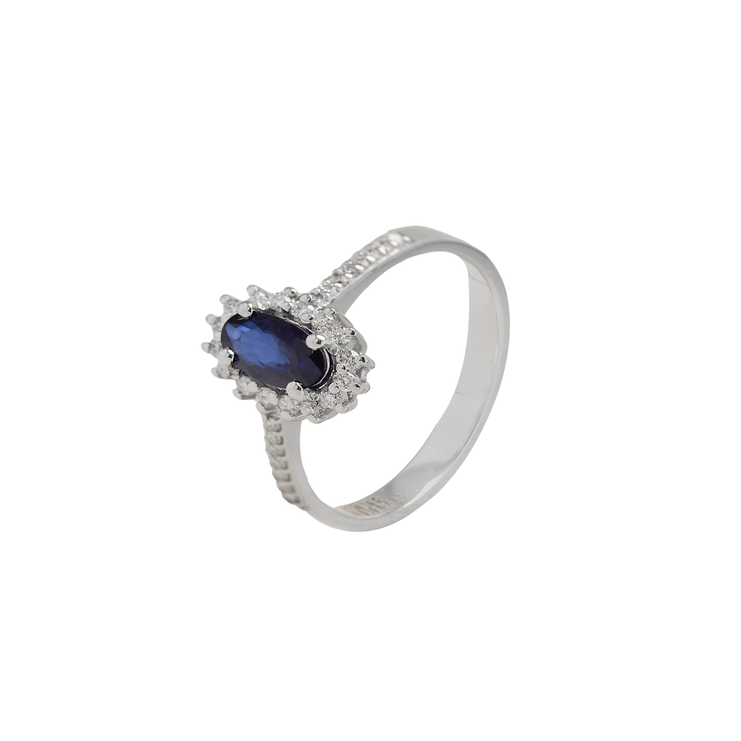 Anillo Compromiso Oro Blanco 18kt Diamantes 19 Pts y 48Pts Zafiro 1
