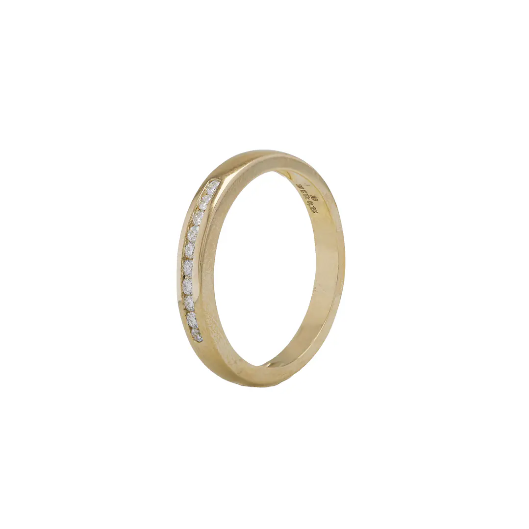 Anillo de Oro 18kt con Diamantes de 15 Pts Riel Cote Brillante SI/H 1