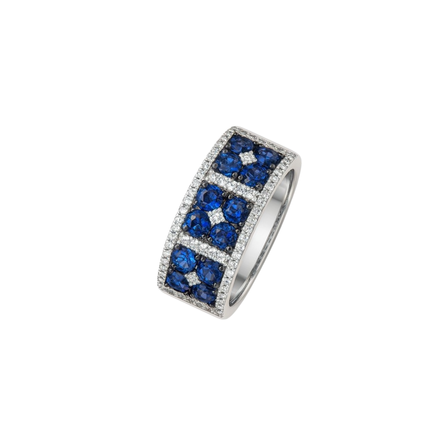 Anillo de Oro Blanco 18kt con Diamantes de 27 Puntos Totales Corte Brillante SI/H 93Pts Zafiro - By Danielle Costantini 1