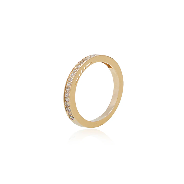 Anillo Compromiso de Oro 18Kt Cintillo Riel Circón 1