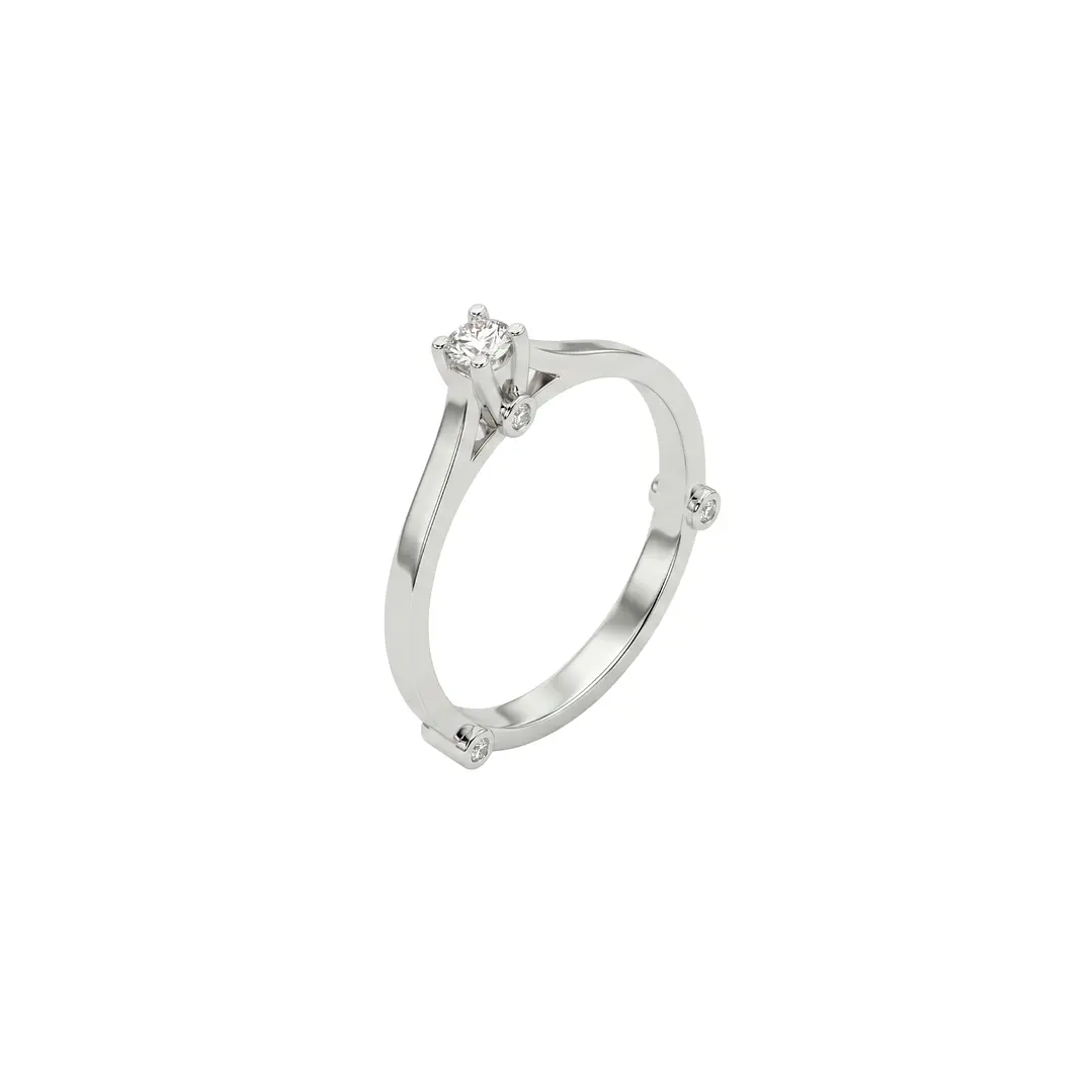 Anillo Oro Blanco 18kt Diamantes 9 Pts 1