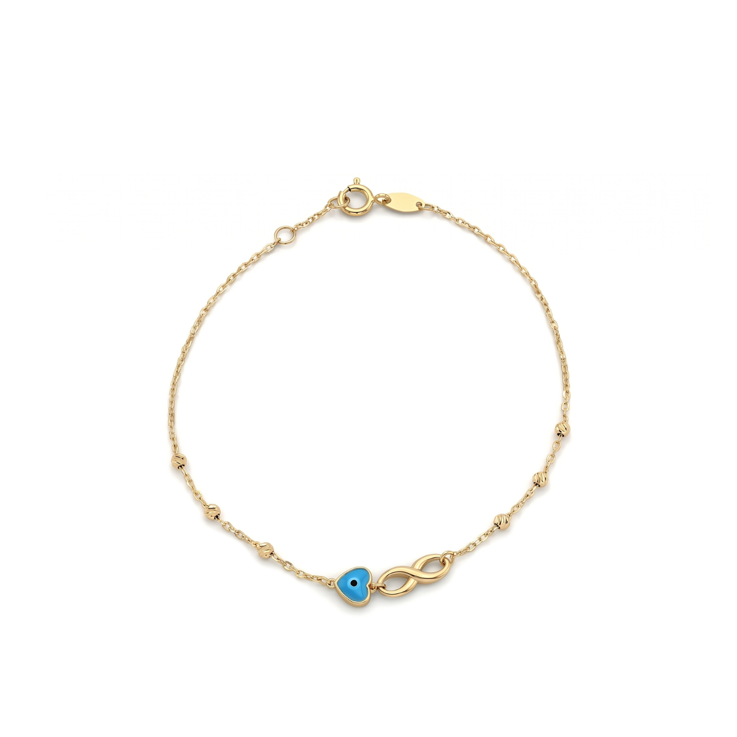 Pulsera de Oro 18Kt  Infinito mas Ojo Turco 1