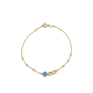 Pulsera de Oro 18Kt  Infinito mas Ojo Turco