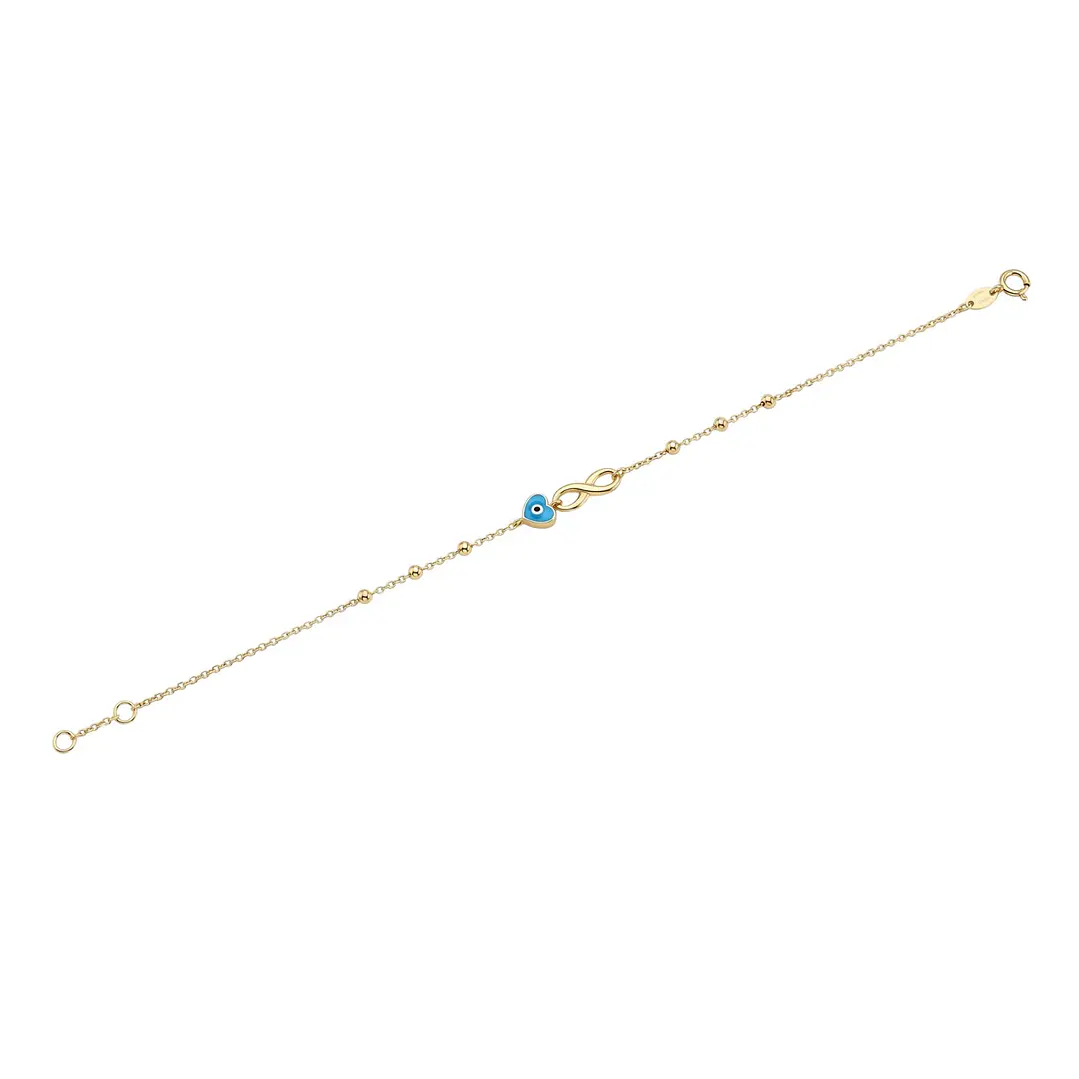 Pulsera de Oro 18Kt  Infinito mas Ojo Turco 2