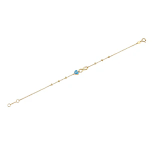 Pulsera de Oro 18Kt  Infinito mas Ojo Turco