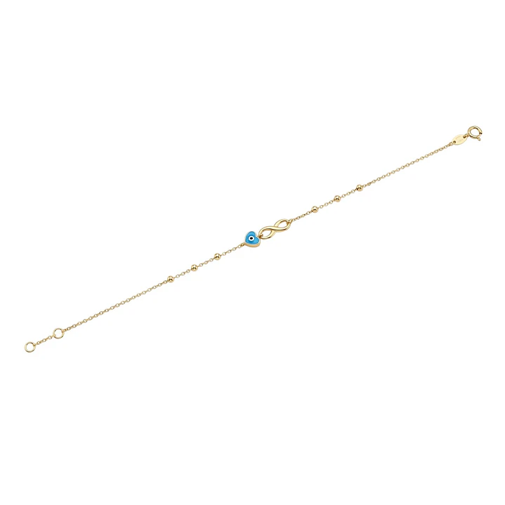 Pulsera de Oro 18Kt  Infinito mas Ojo Turco 2