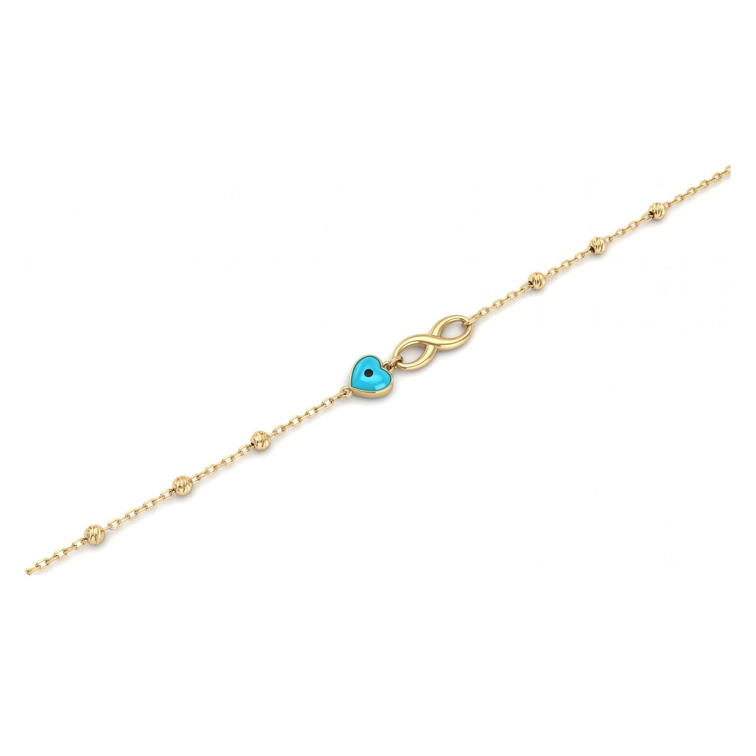 Pulsera de Oro 18Kt  Infinito mas Ojo Turco 3
