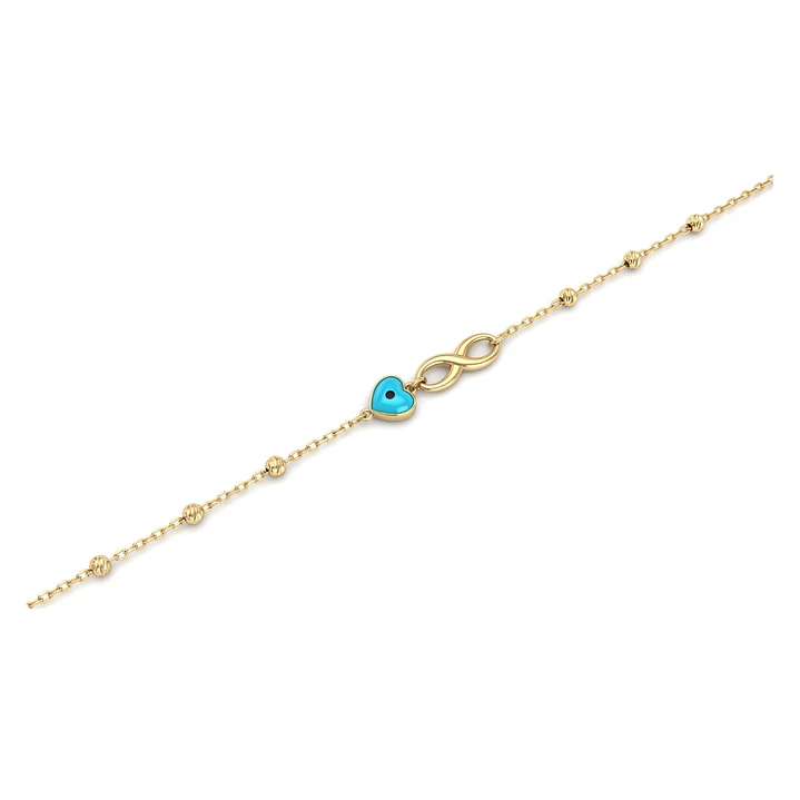 Pulsera de Oro 18Kt  Infinito mas Ojo Turco 3