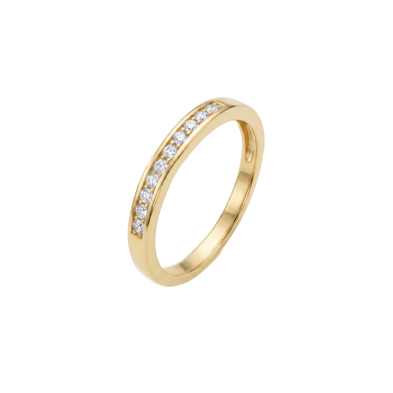 Anillo Oro Amarillo 18kt Diamantes 11 Pts 1/2 Cintillo 1