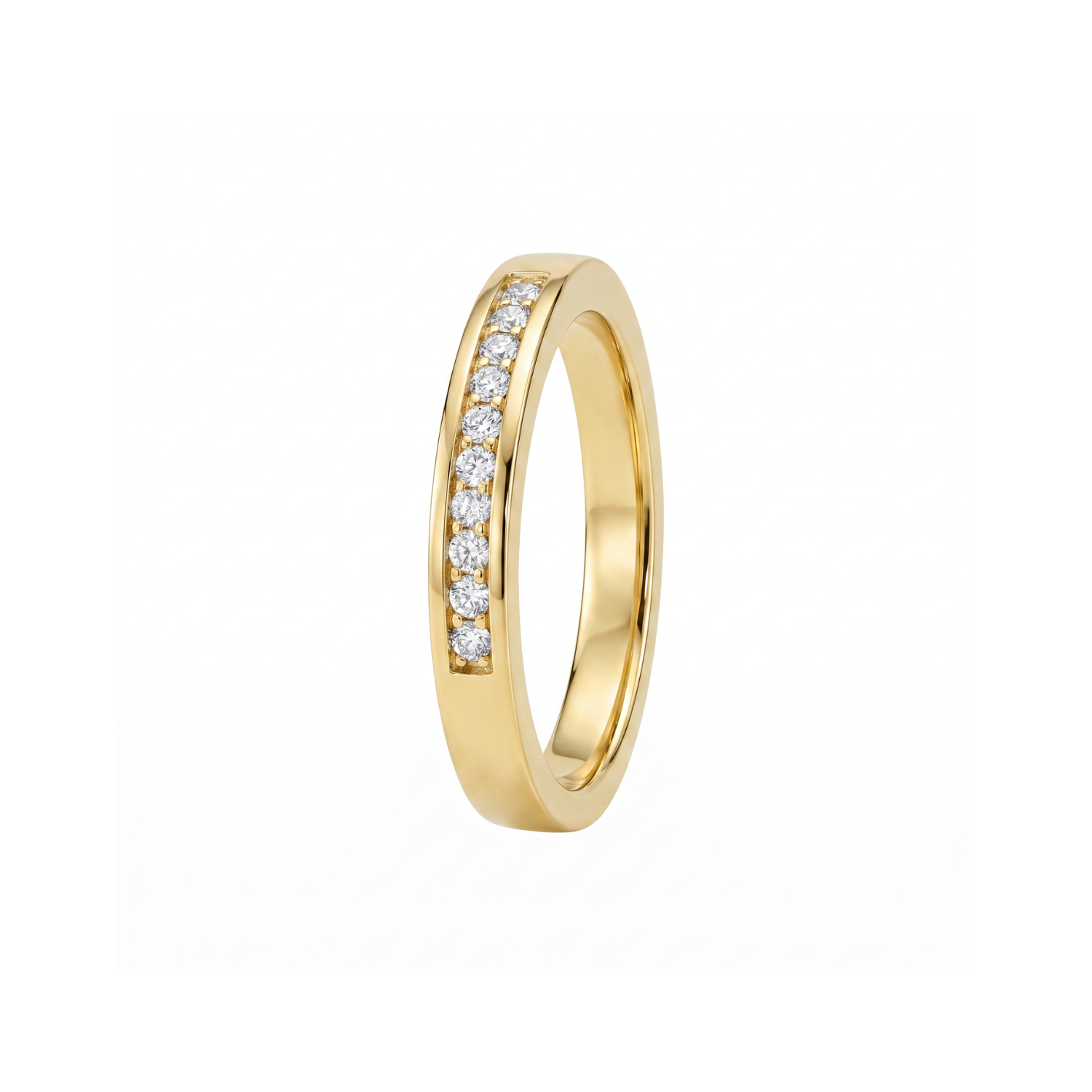 Anillo Oro Amarillo 18kt Diamantes 11 Pts 1/2 Cintillo 2