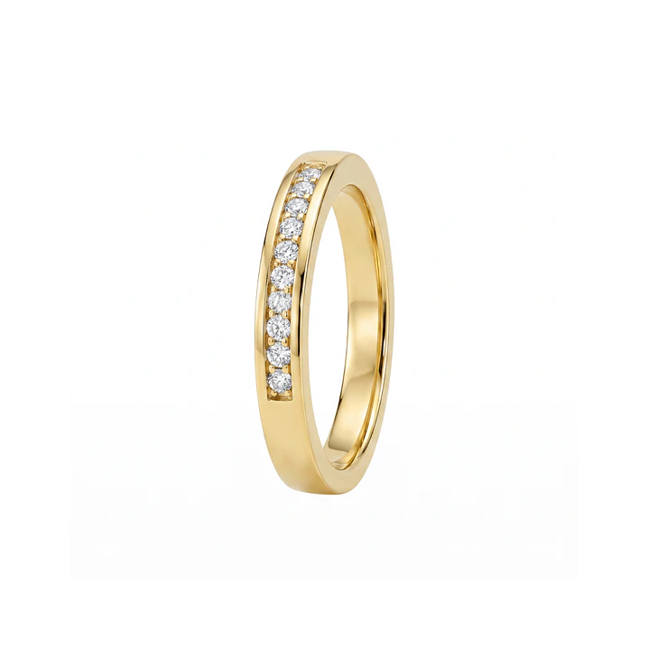 Anillo Oro Amarillo 18kt Diamantes 11 Pts 1/2 Cintillo 2