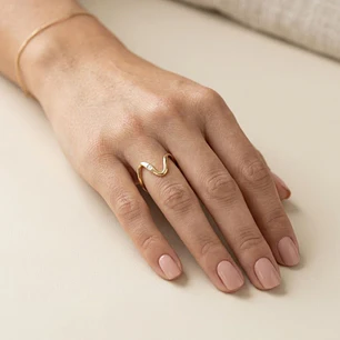 Anillo Oro Miel 18kt Ola Contemporánea