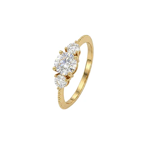 Anillo Oro Miel 18kt Trilogía Radiante