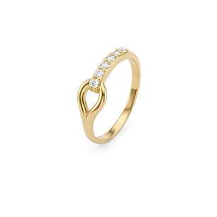 Anillo Oro Miel 18kt Entrelazado Pavé