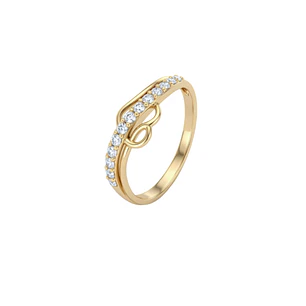 Anillo Oro Miel 18kt Corazón Solitario Pavé