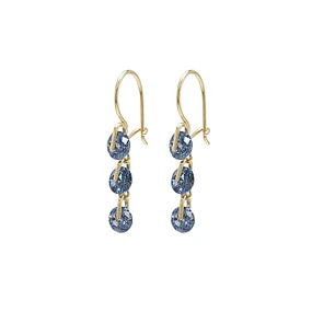 Aros Oro Miel 18kt Cascada Zafiro Celeste