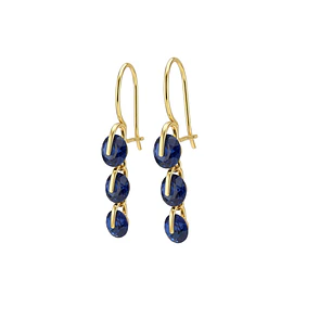 Aros Oro Miel 18kt Cascada Zafiro Nocturno