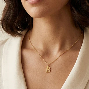 Colgante Inicial B Distinción Oro Miel 18kt