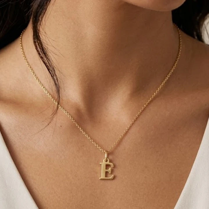 Colgante Inicial E Noble Oro Miel 18kt 4