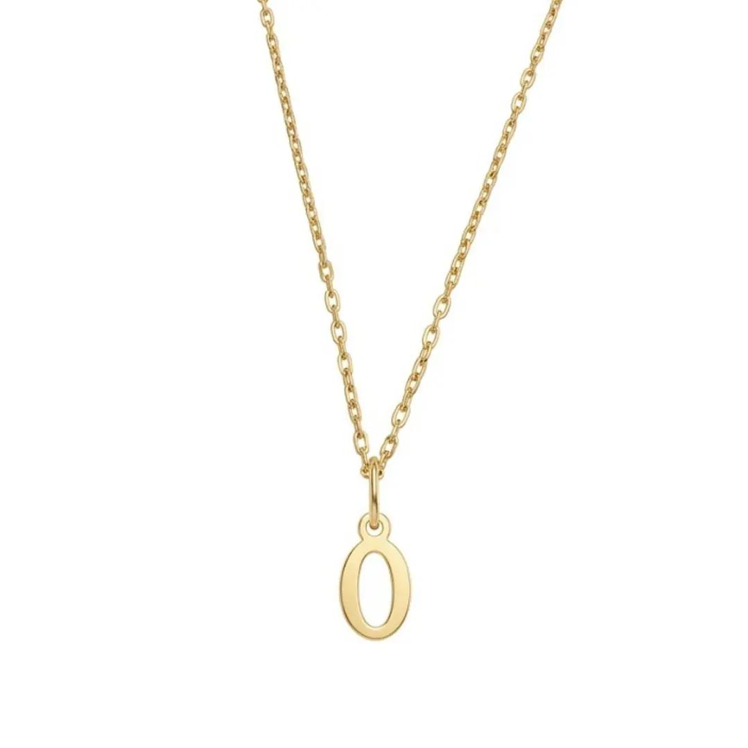 Colgante Inicial O Brillante Oro Miel 18kt 2