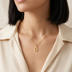 Colgante Inicial O Brillante Oro Miel 18kt
