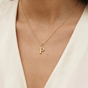 Colgante Inicial P Exclusiva Oro Miel 18kt