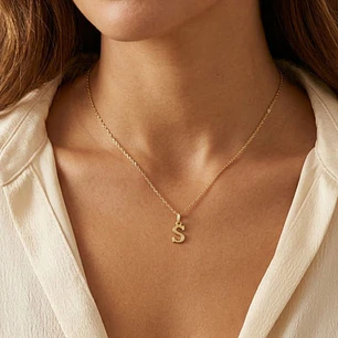 Colgante Inicial S Armonía Oro Miel 18kt