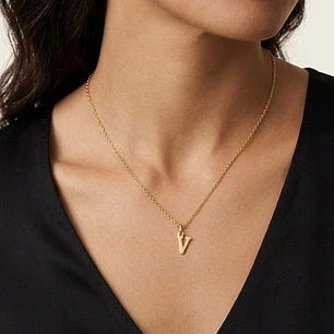 Colgante Inicial V Clásica Oro Miel 18kt