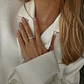 Anillo Compromiso de Oro 18Kt Medio Cintillo 2 Filas Circón - Miniatura 4