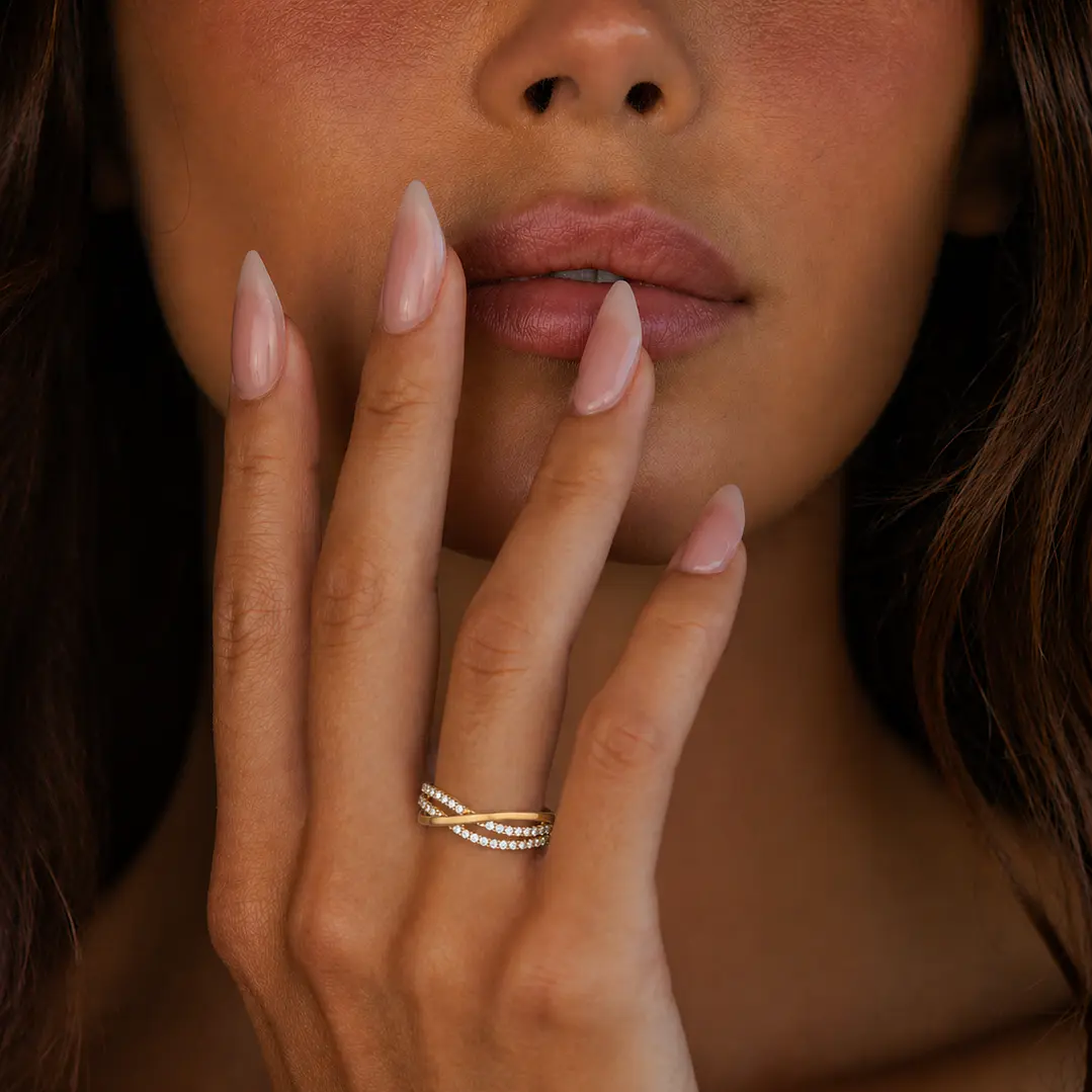 Anillo Compromiso de Oro 18Kt Circones Doble Onda 4